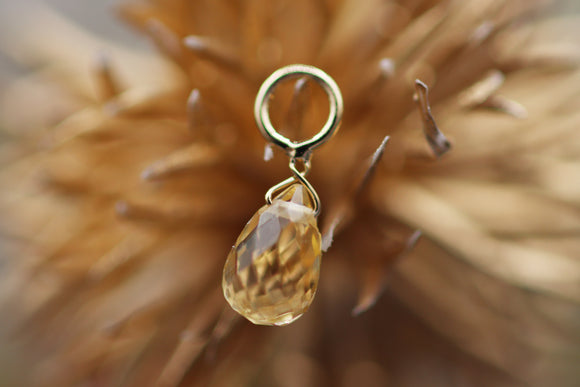 Yellow Gold Citrine Briolette Charm