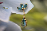 Yellow Gold Blue Topaz Teardrop Charm