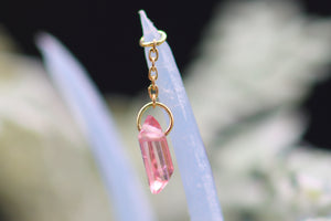 Yellow Gold Natural Pink Tourmaline Charm