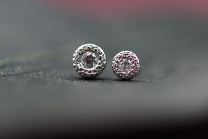 Gold Pave Circle with Genuine White Diamond (Threadless)