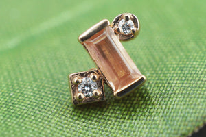 Rose Gold Pave Tyco with Oregon Sunstone and White Diamond (Threaded)
